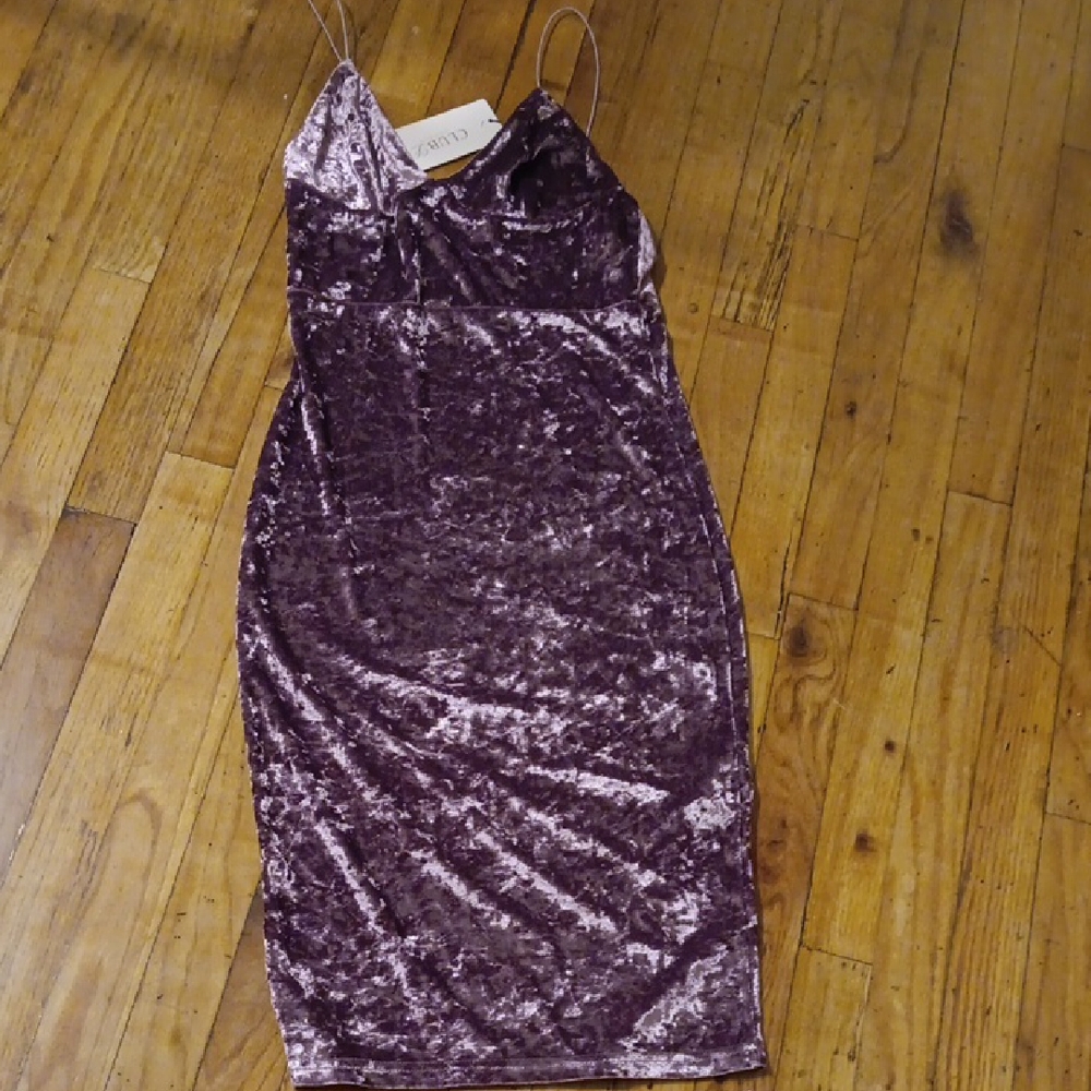 Purple Ruched Spaghetti Strap Midi Dress 10 NWT